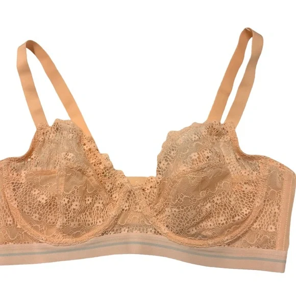 Luvlette Lace Underwire Bra 36E Nude Blush- Gold hardware-NWT - Picture 1 of 5